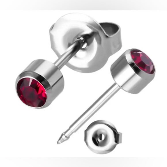 NWT⭐️2pcs Stainless Steel Birthstone CZ Zircon Ear Stud Earrings - Picture 5 of 6